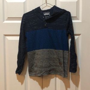 Blue and grey hooded t shirt